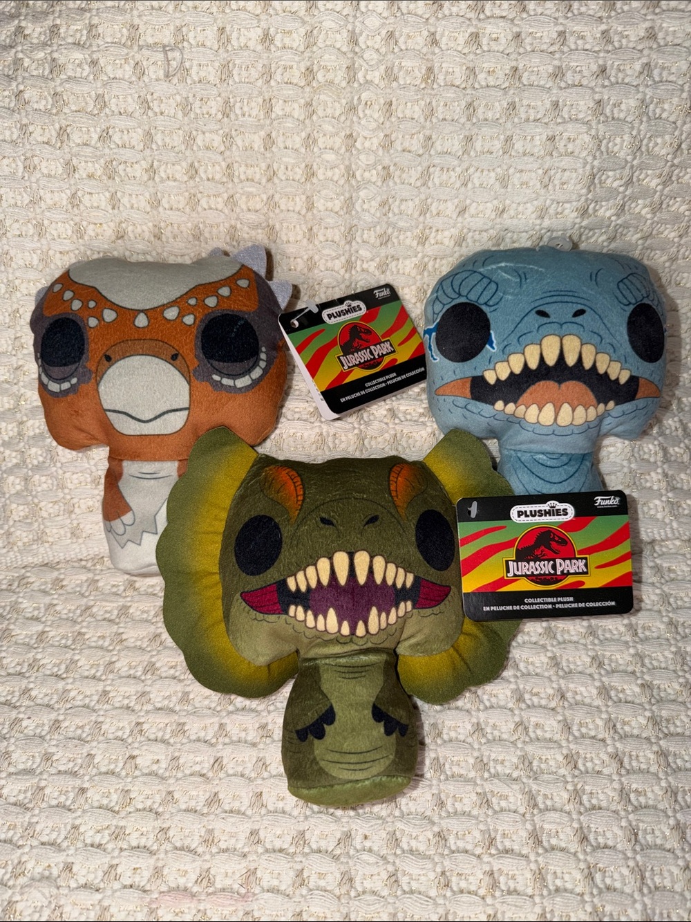NWT Funko Jurassic Park Hatchling Plushies Set Dilophosaurus Blue Stygimoloch